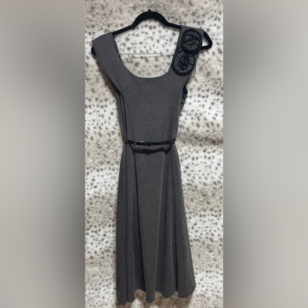 VINTAGE SANDRA DARREN FLORAL ACCENT DRESS